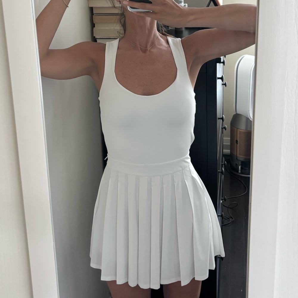 Vuori White Pleated Tennis Dress